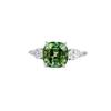 Anillo de turmalina verde natural de imitación con diamantes cuadrados, elegante y elegante color verde manzana, con apertura tipo tesoro para uso diario.