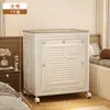 Caixa Dobrável Plástica Multifuncional de Grande Capacidade Caixa de Armazenamento para Diversos Domésticos com Rodinhas Porta Lateral Flip Armário de Armazenamento