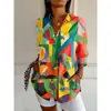 Nueva Camisa Larga para Mujer 2026, Camisa de Manga Larga de Verano Europea y Americana de Moda con Estampados, Camisa Estampada en 3D