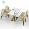 Mesa de Comedor Rectangular Estilo Villa Lujo Ligero Antiescaldado Espesor Grueso Pizarra Textura Mármol Natural Modelo Especial Hotel de Alta Gama