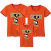 Dibujos animados Padre-hijo Verano Nuevo Manga Corta Familia de Tres Algodón Peinado Niños Pareja Cuello Redondo Manga Media Camiseta