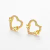 Pendientes Transfronterizos Europeos y Americanos de Nuevo Estilo con Forma de Mariposa y Corazón con Incrustaciones de Diamantes, Diseño de Nicho, Pendientes para Mujer Dulces y a la Moda en Estilo Minimalista