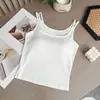 Transmissão ao Vivo do Novo Sutiã Camisola de Alça Dupla Sem Aro, com Bojos Removíveis, Roupa Íntima Camiseta Básica com Base Fixa