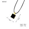 Collar Geométrico Cuadrado Negro Nuevo Europeo y Americano para Mujer Diseño Nicho de Lujo Ligero Colgante de Aleación de Alta Gama Cadena de Lana