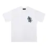 Camiseta de Manga Curta com Estampa de Letras e Micro Etiqueta da Marca Tendência Europeia e Americana 26Ss Amri para Homens e Mulheres, Estilo High Street Americano de Meia-Manga