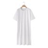 Aliexpress Venta al por Mayor de Ropa Europea y Americana Transfronteriza 2025 Principios de Primavera Nuevo Vestido de Color Puro con Cuello Redondo y Abertura en el Dobladillo Falda Larga