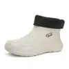 Botas de lluvia para hombre de caña baja, zapatos impermeables para exteriores sin cordones, zapatos de goma ligeros antideslizantes de PVC para hombre, zapatos de agua