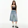 Pantalones cortos azul crema, delgados de verano, rectos, holgados, adelgazantes, de mezclilla, versátiles, estilo femenino más vendido de 2026, disponibles para venta al por mayor