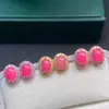 Brincos de prata 925 com opala rosa natural incrustada, brincos de jade elegantes da moda feminina, fornecimento ao vivo