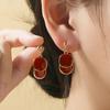 Pendientes Maillard vintage de color marrón Ankora rojo, estilo Hong Kong, ligeros, lujosos, de alta gama, elegantes y a la moda, que combinan con todo.