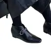 Botas de Tobillo para Mujer 2026 Otoño Nuevas Vintage de Punta Cuadrada con Aumento de Altura para Viajar al Trabajo con Hebilla y Tacón Medio en Stock