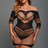 Ropa interior sexy de pareja divertida transfronteriza europea y americana gratis sexy para mujer sin espalda hueco body de una pieza transparente talla grande de malla