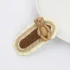 Estilo Coreano Estilo Café con Leche Otoño e Invierno Tejido Oso Conejo Vintage Pinza Lateral Tela a Cuadros Lazo Pasador para el Cabello Adorno para la Cabeza