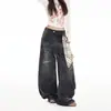 Jeans largos young orange # Lavado e com efeito desgastado para mulheres, corte solto, emagrecimento, moderno, versátil, calças compridas