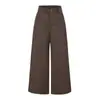 Coleção Outono/Inverno 2026: Calça de terno de alta qualidade, elástica, cor amêndoa, para mulheres, com cintura alta, caimento fluido, estilo casual, corte justo e design de perna reta e larga.