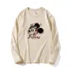 Novedad de Primavera y Otoño Camiseta de Manga Larga Estilo Dibujos Animados Americanos Mickey para Mujer Linda Más Fácil de Combinar Ropa Exterior Informal Tops para Niñas Manga Larga