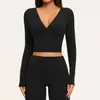 Camiseta Deportiva de Manga Larga con Cuello en V para Yoga, Correr y Fitness, Tela Mantecosa Transfronteriza, Ropa para Ciclismo al Aire Libre, Montañismo y Yoga 4208