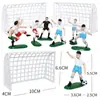 Conjunto de 9 Peças de Menino de Futebol de Plástico Bola Branca Jogador de Futebol Paisagem de Campo de Futebol Decorações Decorativas para Bolo