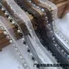 Nuevas Cuentas de Cristal Blancas y Negras de 5 mm Gasa con Cuentas Hecha a Mano con Encaje de Perlas de Imitación Accesorios Decorativos de Encaje para Ropa DIY