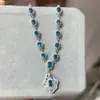 Collar Popular Natural de Topacio Azul Londres Plata S925 Piedra Principal para Mujer 3*4 Venta Caliente Dropshipping Transfronterizo