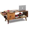 Mesa de Centro Retro Plegable Elevable con Compartimento de Almacenamiento Multifuncional Mesa de Té Mesa Plegable Mesa para el Hogar Escritorio de Computadora