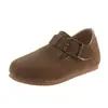 Sapatos Birkenstock de sola macia para crianças, nova coleção primavera/outono 2026, sapatos de couro para meninas, sapatos casuais e leves para bebês
