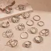 Juego de 16 Piezas de Anillos Abiertos Irregulares Geométricos Metálicos Europeos y Americanos, Sencillos y de Nicho, Transfronterizos, Joyería Única y Personalizada para Mujeres