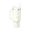 Taza de Hielo Transfronteriza 40oz Taza para Coche Acero Inoxidable 304 Taza con Asa Vaso con Pajita Gran Capacidad Montada en Coche Vaso Aislado para Agua