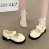 Zapatos JK Lolita de Encaje con Lazo Dulce Mary Jane para Mujer, Nuevo Estilo Primavera/Verano 2026, Zapatos Pequeños de Cuero con Perlas para Estudiante
