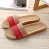 Pantuflas de Piso para Interior del Hogar de Algodón Lino Lino Pantuflas de Hogar de Verano Frescas Pantuflas de Piso H-4 Transpirables Antideslizantes