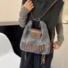 Bolso de Mano Retro de Comercio Exterior 2025 Nuevo Bolso de Gran Capacidad Bolso Cruzado de Letras Cosidas para Mujer Bolso de Hombro Multiusos para Mujer