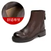 Botines de tobillo de cuero de vaca de primera capa de alta calidad, estilo retro británico para mujer, nueva colección otoño/invierno 2026, con forro de felpa, cremallera trasera y tacón grueso, parecidos a los botines Martin
