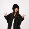 Gorro de Punto de Color Sólido Holgado para Mujer en Invierno, Moderno y a la Moda, Hace que la Cara Parezca Más Pequeña, Cálido y Protector de Orejas, Sombrero de Lana