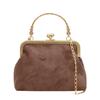 Bolso de mano de metal con texto para mujer, nueva moda de otoño 2024, estilo retro, con estampado de leopardo, bandolera con cadena