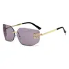 Gafas de Sol Europeas y Americanas Sin Montura Estilizadas y de Gama Alta Moda Retro de Celebridad de Internet Transfronteriza