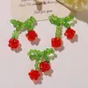 Série de frutas trançadas feitas à mão cerejas de cristal DIY alfinetes de roupa estilo vintage, brincos, flores para sapatos, acessórios de broche para roupas e chapéus