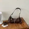 Bolsa tote versátil e moderna estilo Maillard para ombro e axila, novo design retrô de nicho, bolsa feminina de luxo leve