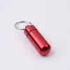 Carrinho de Armazenamento de Cartucho de Remédio de Liga de Alumínio para Exterior Cartucho de Remédio Selado à Prova d'Água Garrafa de Metal de Alumínio Garrafa de Remédio Pequena Conveniente com Chaveiro