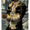 Comercio exterior europeo y americano transfronterizo nuevo abstracto impresión 3D moda masculina casual camisa talla grande ropa de hombre