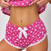 2026 Wildberries Primavera e Verão Novo Estilo Confortável Rosa Coração Formato Suspensório Shorts Conjunto de Pijama Roupa de Casa para Mulheres