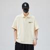 Mingge Verano Nuevo Marca de Moda Masculina Camisa Polo con Cuello Japonés Camiseta de Manga Corta de Algodón de Fibra Larga para Hombre Top Holgado