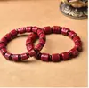 Pulseira de Cinábrio Crua com Contas Cilindricas do Mantra de Seis Palavras, Areia Dourada Roxa de Alto Teor, Joia de Pulseira Unissex para Atacado