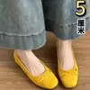 Bailarinas cuadradas de gamuza estilo francés para mujer, otoño 2026, súper ventas, zapatos planos poco profundos con lazo amarillo