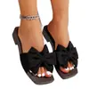 Novedad de Verano, Pantuflas para Mujer con Lazo, Punta Cuadrada, Tacón Medio, Antideslizantes, Cómodas, Modernas, Pantuflas de Una Tira, Tallas 36-42
