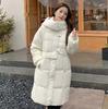 Abrigo Largo de Plumas para Mujer con Botones de Cuerno, Largo por Encima de la Rodilla, Nuevo Modelo Invierno 2026, Con Capucha, Engrosado, Plumón de Pato Blanco, Chaqueta Cálida