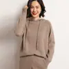 Sudadera con capucha de cachemira de color liso engrosada para mujer, holgada, casual, nueva para primavera, suéter pullover cálido, ropa exterior