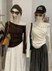 Suéter de Punto KEKEZOON con Cuello Retorcido de Doble Botonadura para Mujer 2026 Nuevo Estilo Puro Deseo Principios de Otoño Camiseta Básica 8976