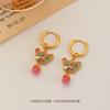 Novo estilo chinês luz luxo borboleta colorido óleo gota brincos high-end elegante requintado retro destacável versátil brincos para mulheres
