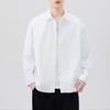 Camisa Blanca de Primavera Estilo Japonés Retro Blanca Manga Larga Camisa de Hombre Color Sólido Chaqueta Casual Combinable Moda para Jóvenes