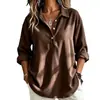 2026 Europa Transfronteriza Amazon Nuevo Primavera Otoño Invierno Mujer Color Sólido Casual Botón Moda Pana Top